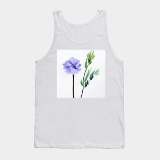 Blue Watercolor Flower Tank Top